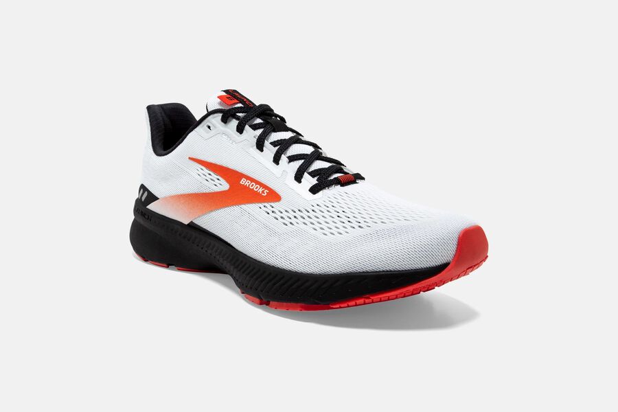 Brooks Running Shoes - Launch 8 Road Mens - White/Black/Red - GER-780531